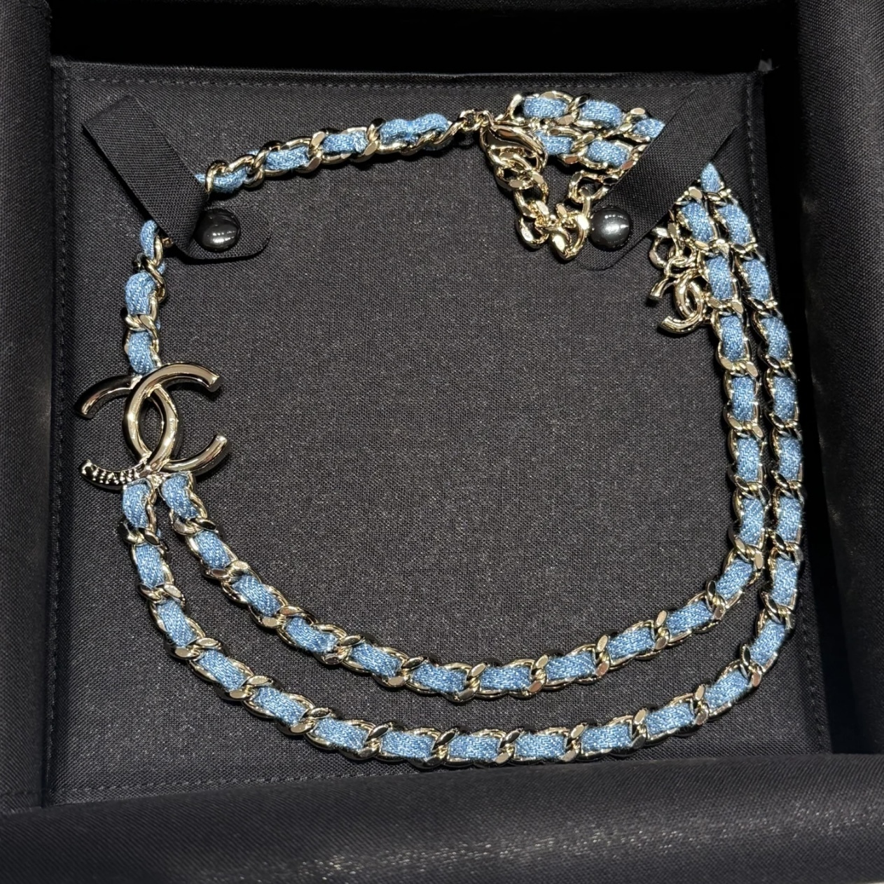 【CHANEL】ネックレス 2連 デニムチェーン ココマーク 25P限定