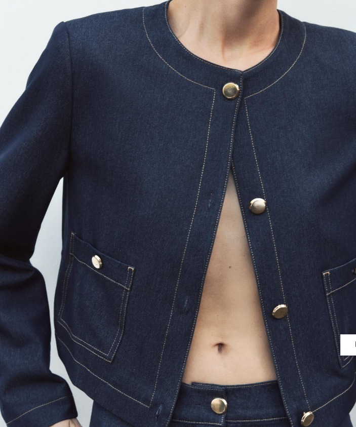 スペイン発送 ZARA コントラストステッチのショートジャケット スペイン発送 ZARA コントラストステッチ入りショートジャケット