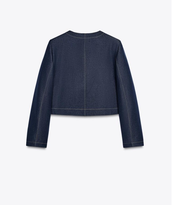 ZARA ショートジャケット コントラスト トップステッチ デニム