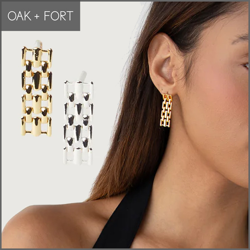 [OAK + FORT] 14Kゴールド＆シルバー・パンサーリンクピアス