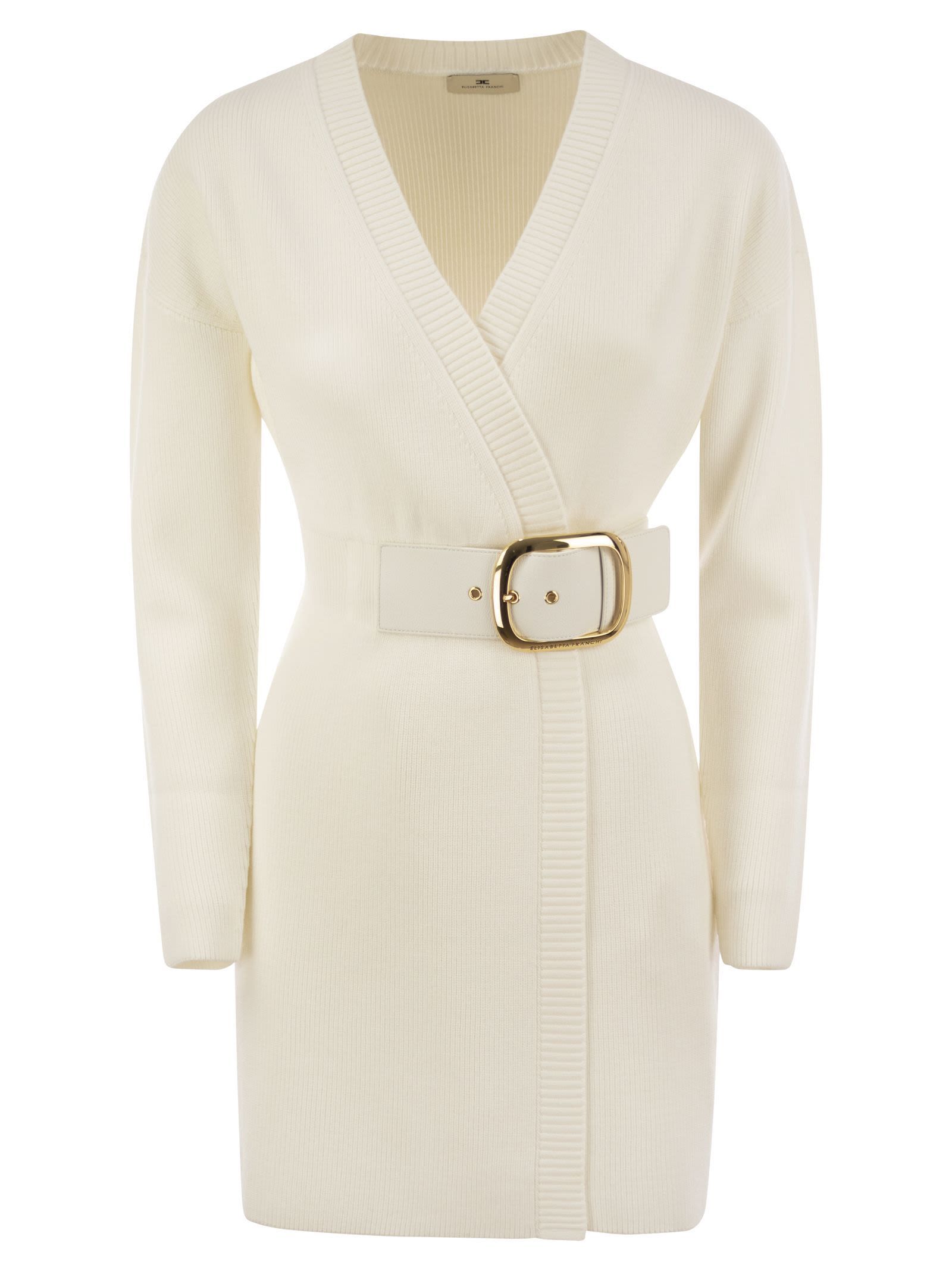 パーティードレス ELISABETTA FRANCHI Viscose Manteau Dress with Maxi Buckle
