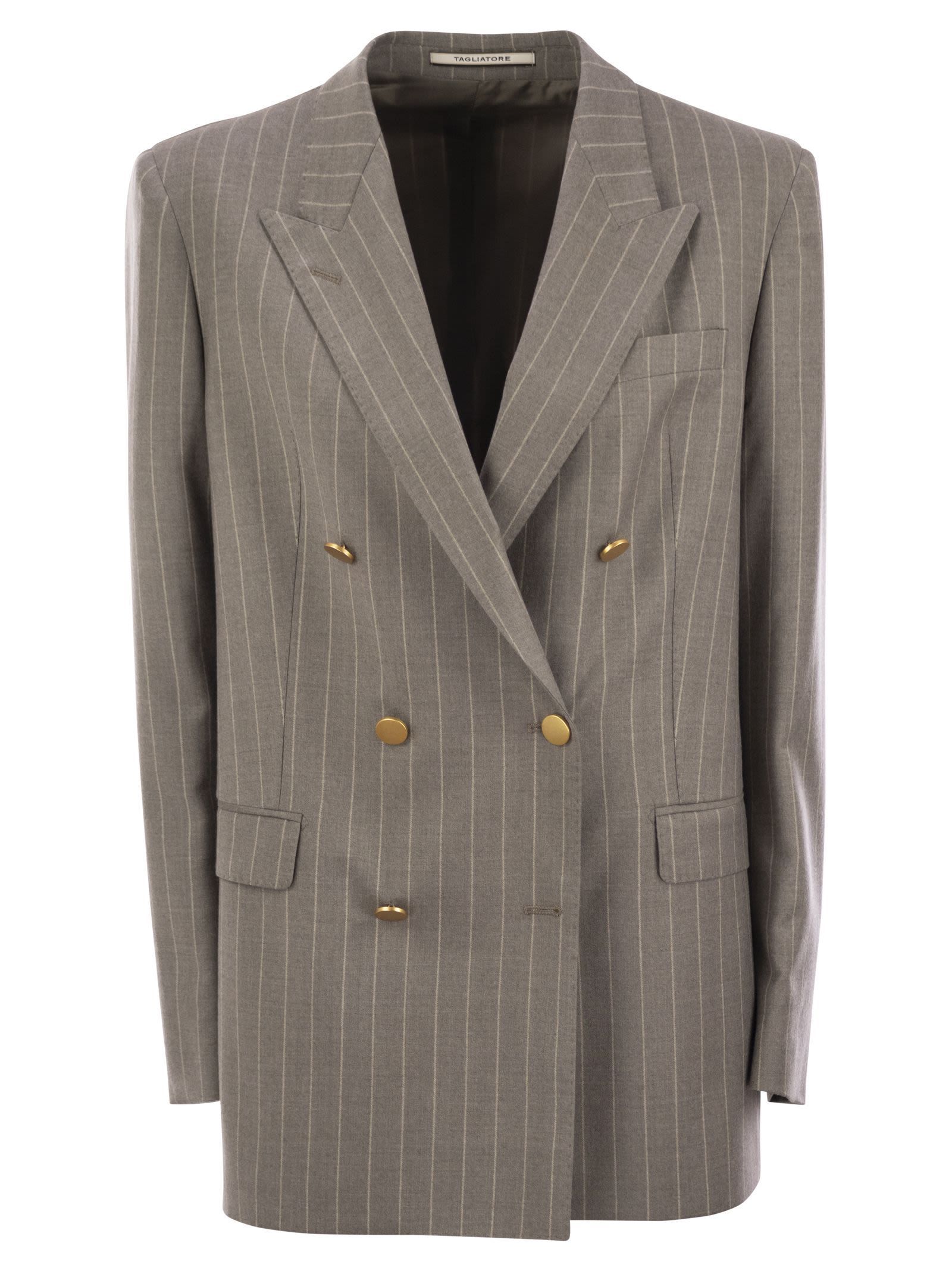 スーツ TAGLIATORE Stretch wool double-breasted pinstripe blazer