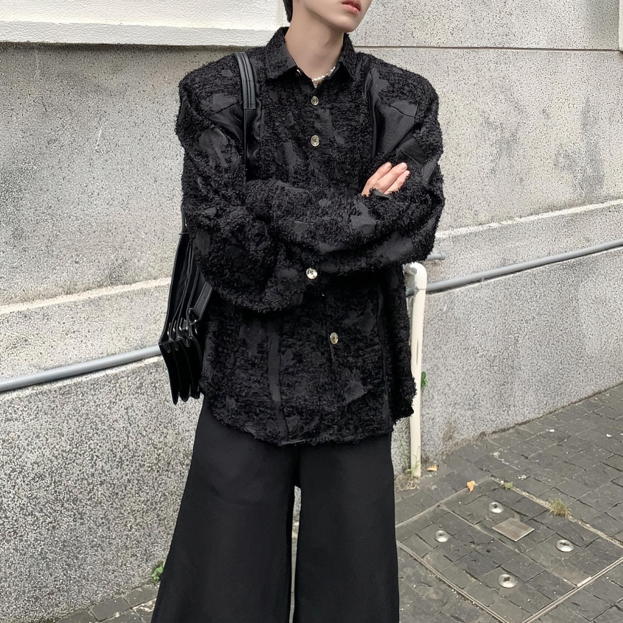 シャツ ラグジュアリー モヘアモードモノトーンシャツ