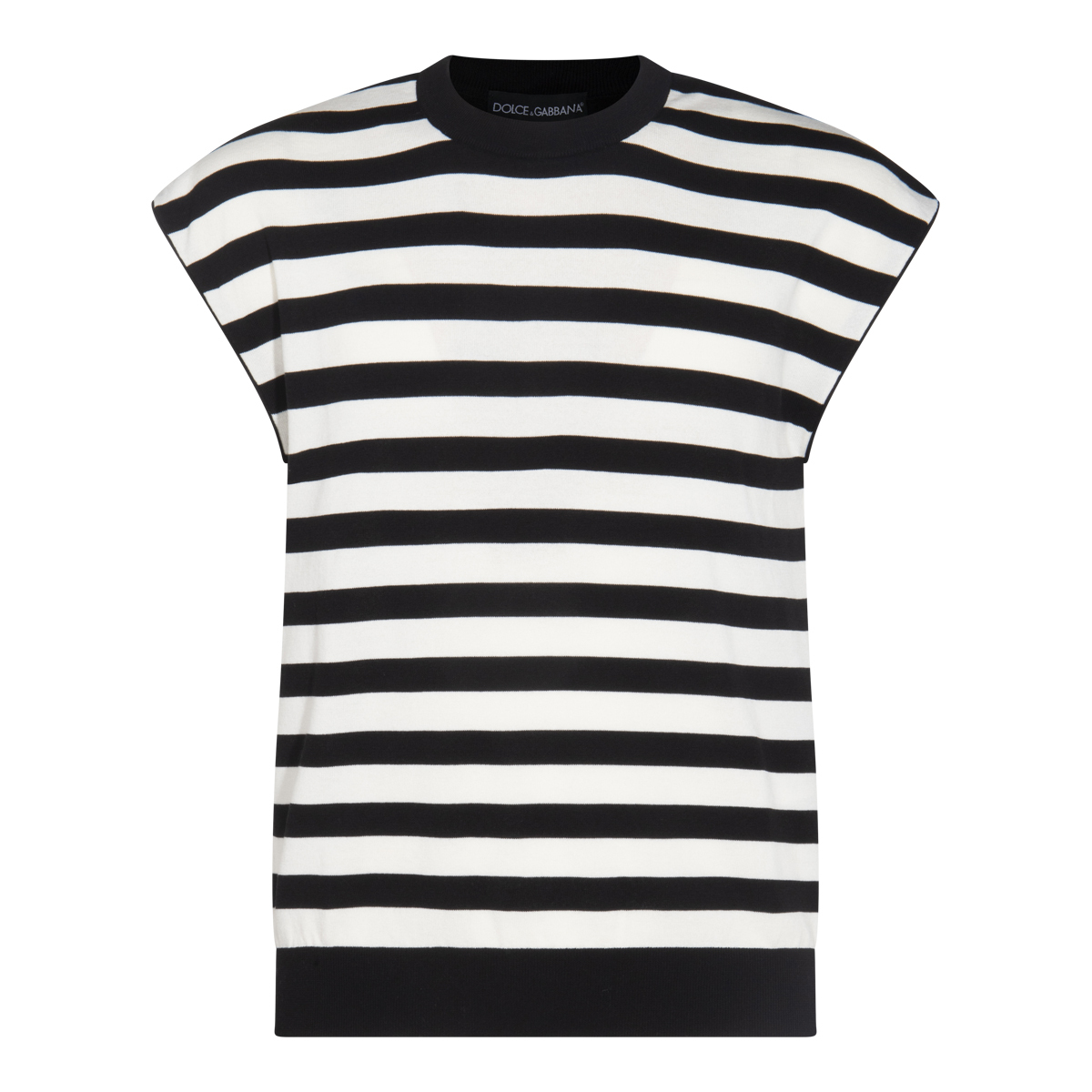 Tシャツ・カットソー DOLCE & GABBANA WHITE AND BLACK COTTON TOP
