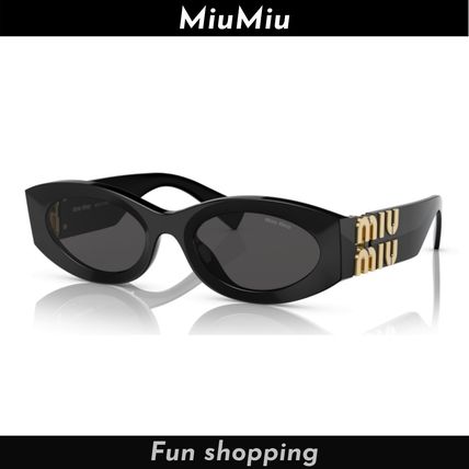 【MIU MIU】ロゴ ラウンド ユニセックス メガネ 関税送料込み 関税・送料込＊miumiu＊ロゴ ラウンド サングラス (MiuMiu