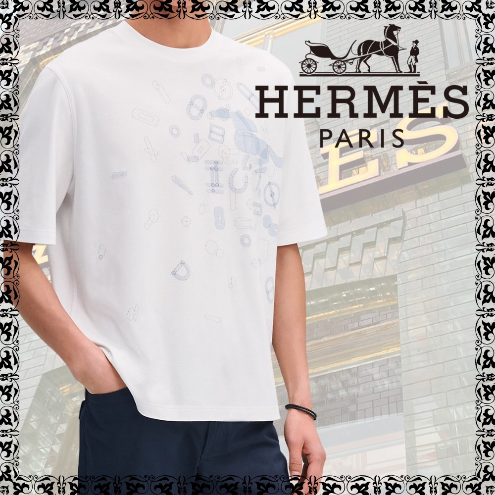 シンプルでお洒落際立つ】HERMES Tシャツ Fragments Equestres
