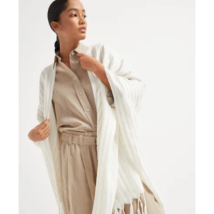 【★エレガント★】Brunello Cucinelli ☆ リネン ポンチョ Italian fashion exec Carolina Cucinelli's favorite luxuries