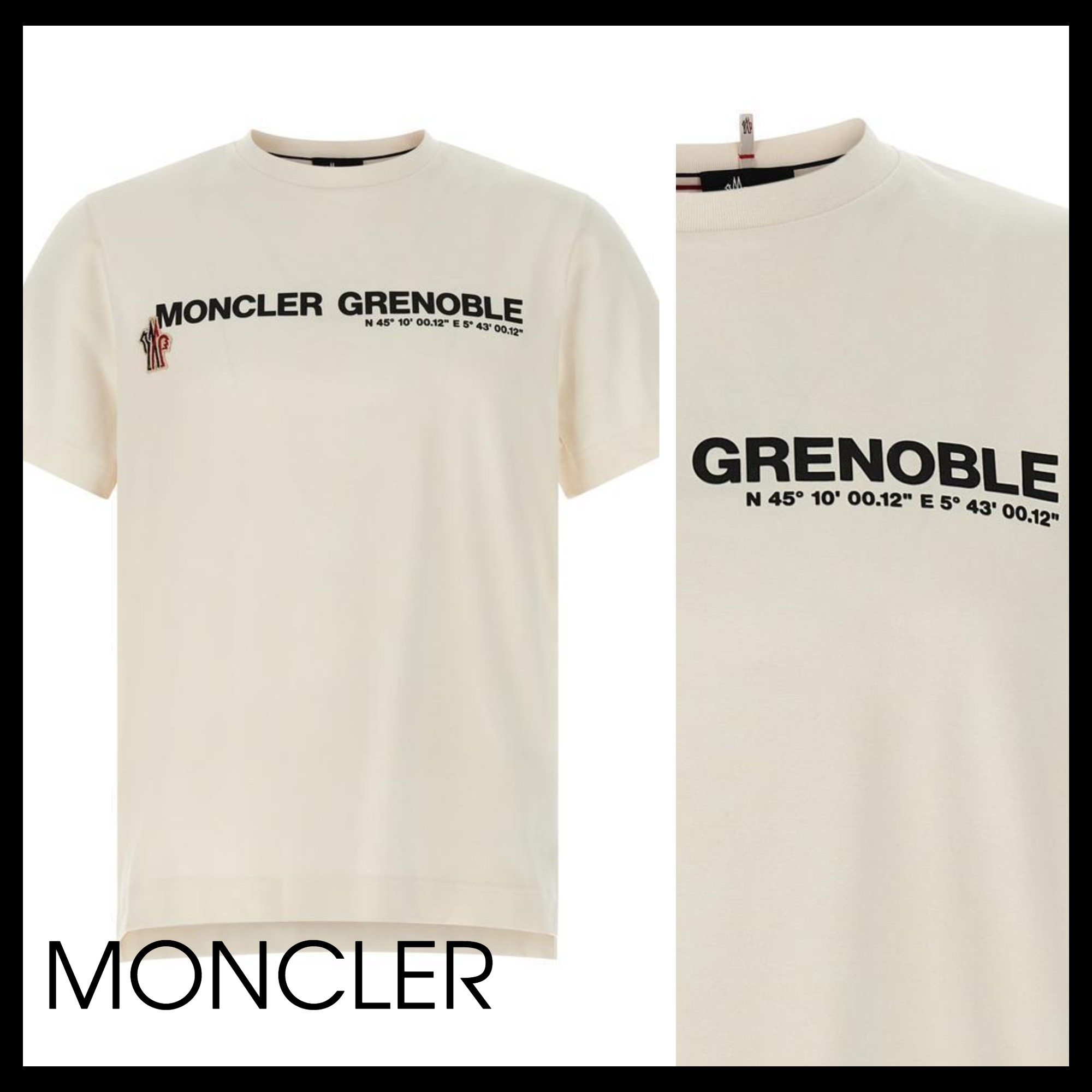 【MONCLER】Logo Cotton Tシャツ ストレッチ ジャージ IVORY