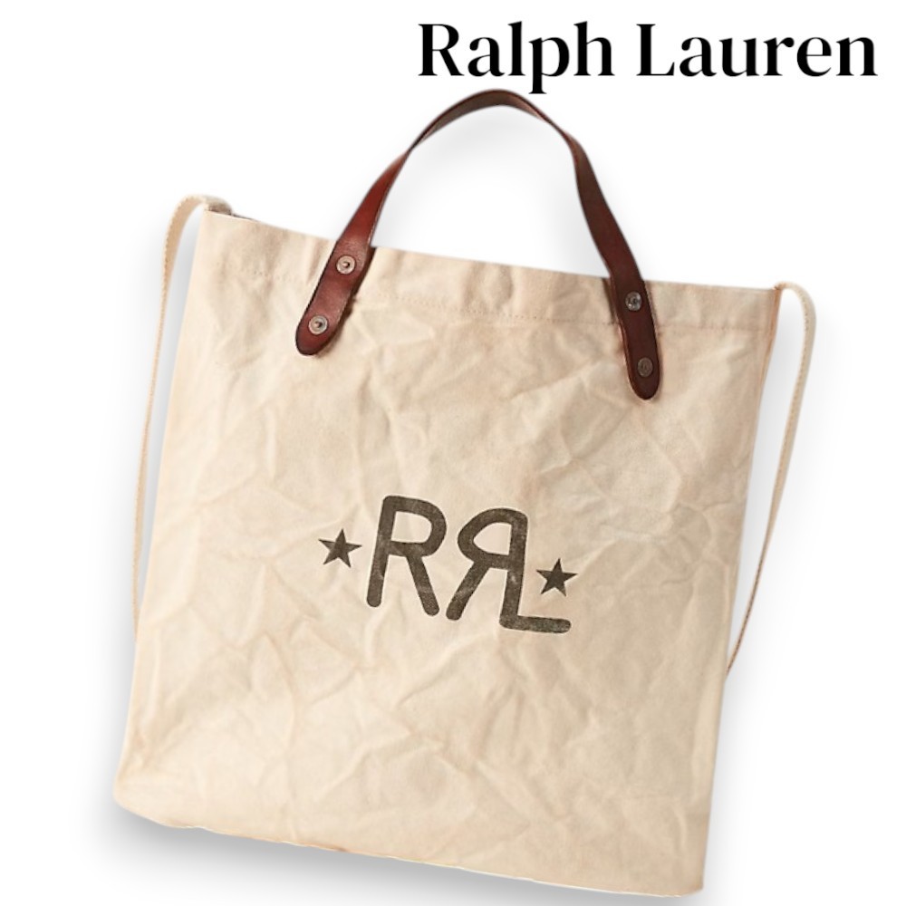大容量【Ralph Lauren】ダブルRLランチ ロゴマーケットトート