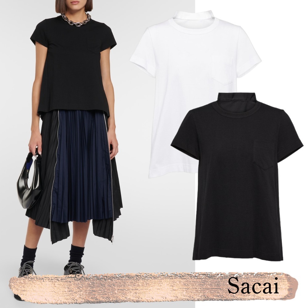 Sacai☆関税込☆プリーツコットンジャージーTシャツ