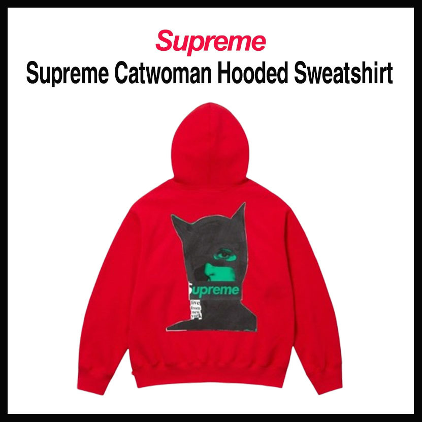 【SUPREME】CATWOMAN HOODED SWEATSHIRT RED - 23FW