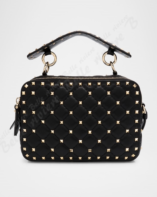 24AW new/VALENTINO GARAVANI ロックスタッドボディバッグ Bag Valentino Garavani - Rockstud Small Black Leather Crossbody Tote