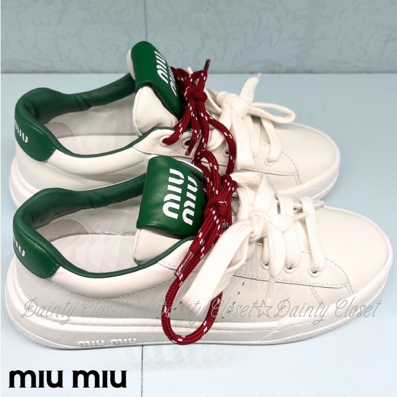 MiuMiu ミュウミュウ スニーカー ロゴプリント カーフレザー