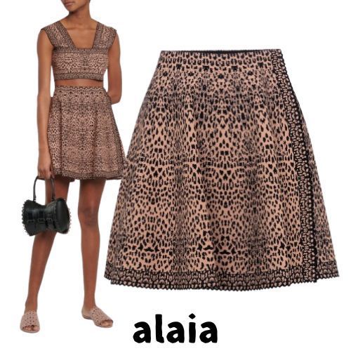 【ALAIA】ヒョウ柄ジャカードストレッチニットミニスカート