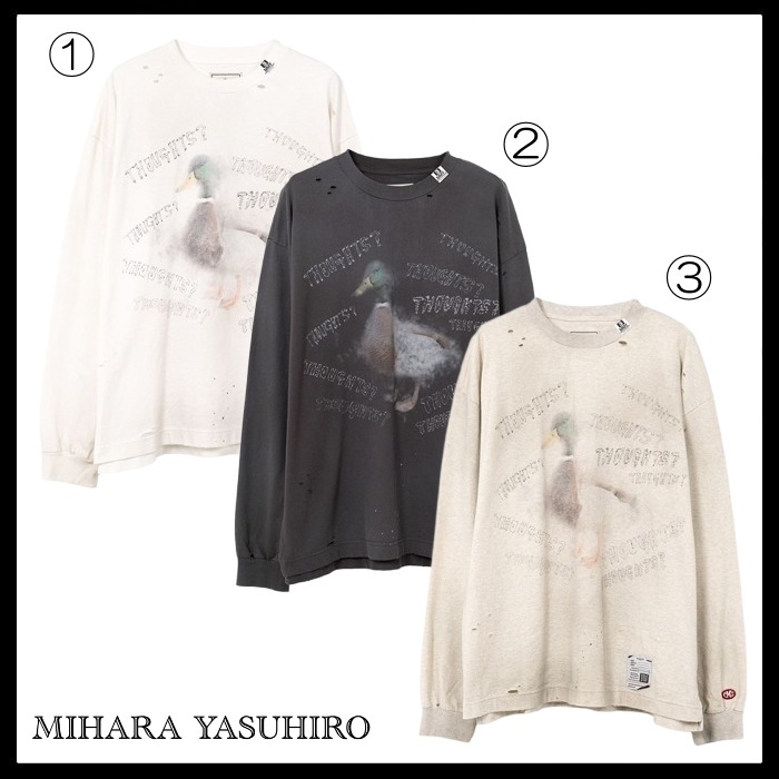 MIHARA YASUHIRO 国内買付 Duck Print Distressed LS T-shirt