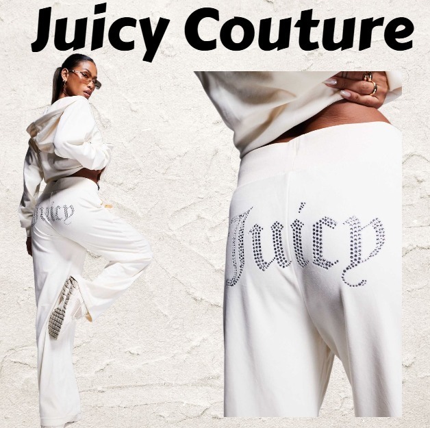【Juicy Couture】ベロア ワイドジョガー パンツ ホワイト