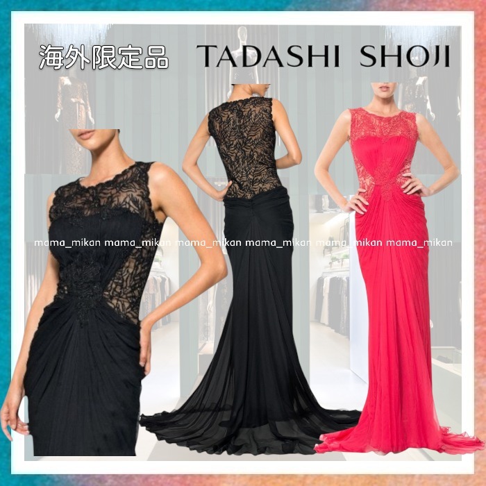 【Tadashi Shoji】ビーズ刺繍クリンクルシフォンガウン
