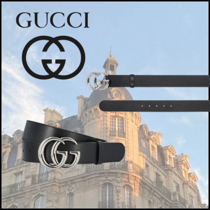 【GUCCI】グッチ GG マーモント ワイドベルト ブラック