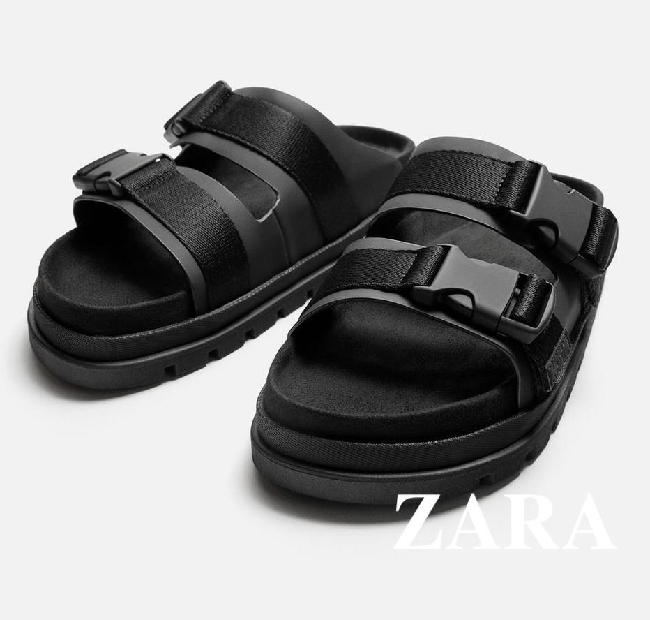 ★ドイツ発*ZARA*新作*ダブルストラップサンダル/BLACK★