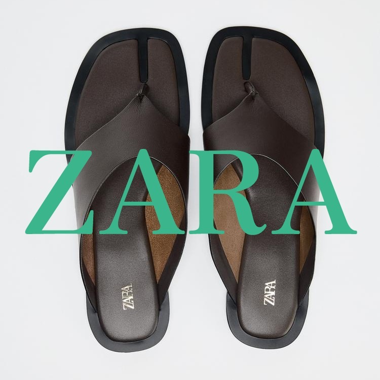 【ZARA】フラット レザー スライドサンダル | 3602/510/700