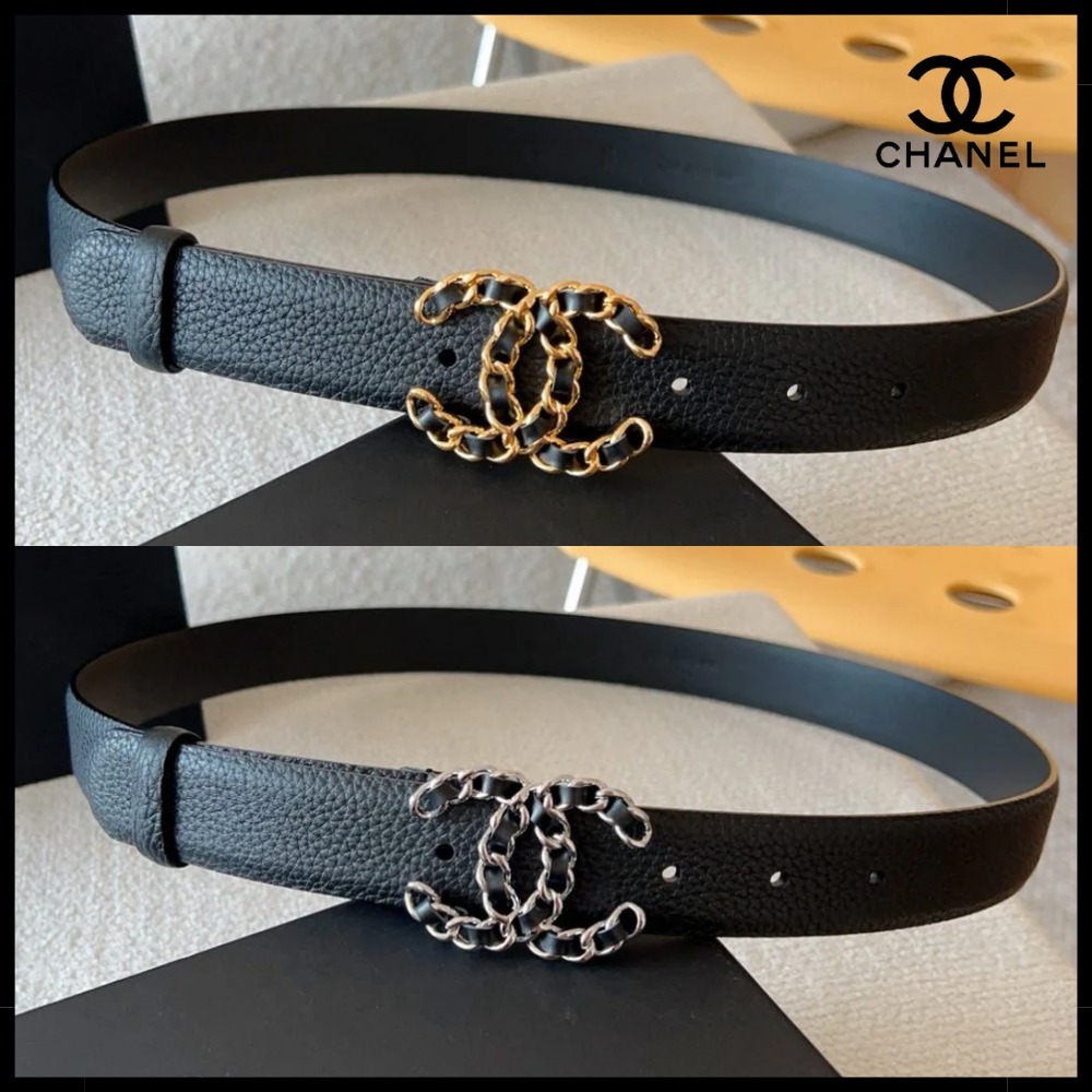 【クールな印象♪】CHANEL ベルト CCロゴ 25P シルバー ゴールド