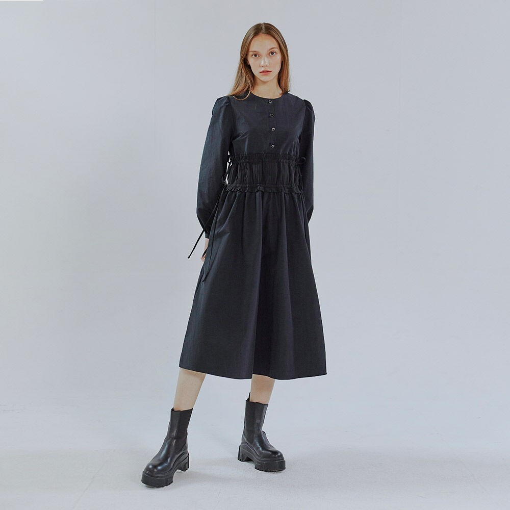 ワンピース ETMON Waist Pleats String Dress, Black