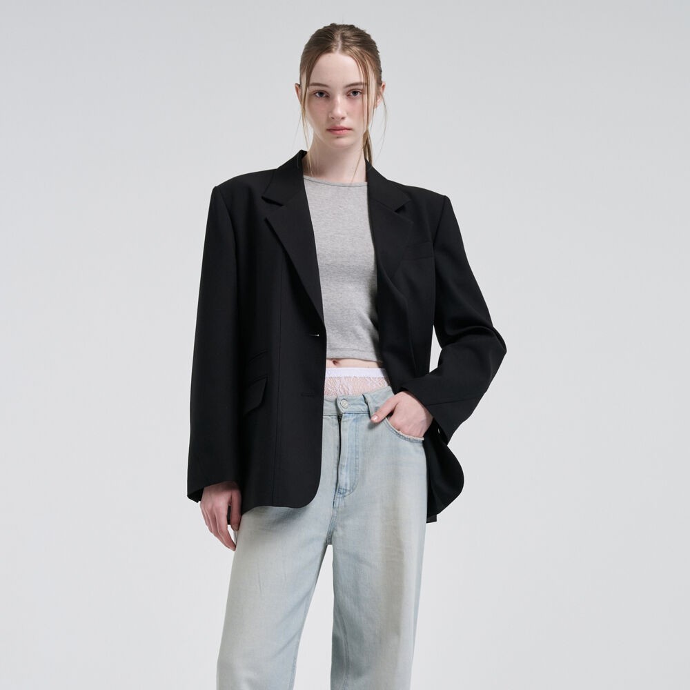 ジャケット ETMON Stitch Line Single Jacket, Black