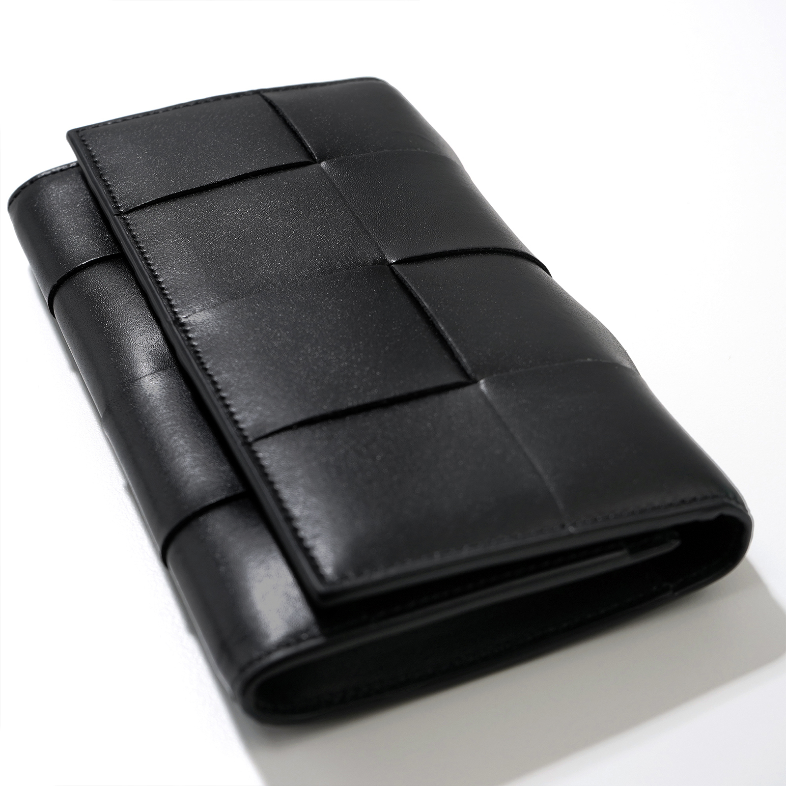 BOTTEGA VENETA 長財布 ブラック BOTTEGA VENETA イントレチャート カーフレザー 長財布 BLACK