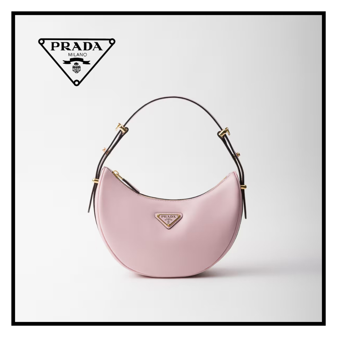 【PRADA】アーケ スモール レザー ショルダーバッグ★ピンク