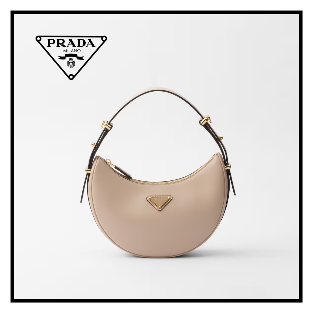 【PRADA】アーケ スモール レザー ショルダーバッグ★ベージュ
