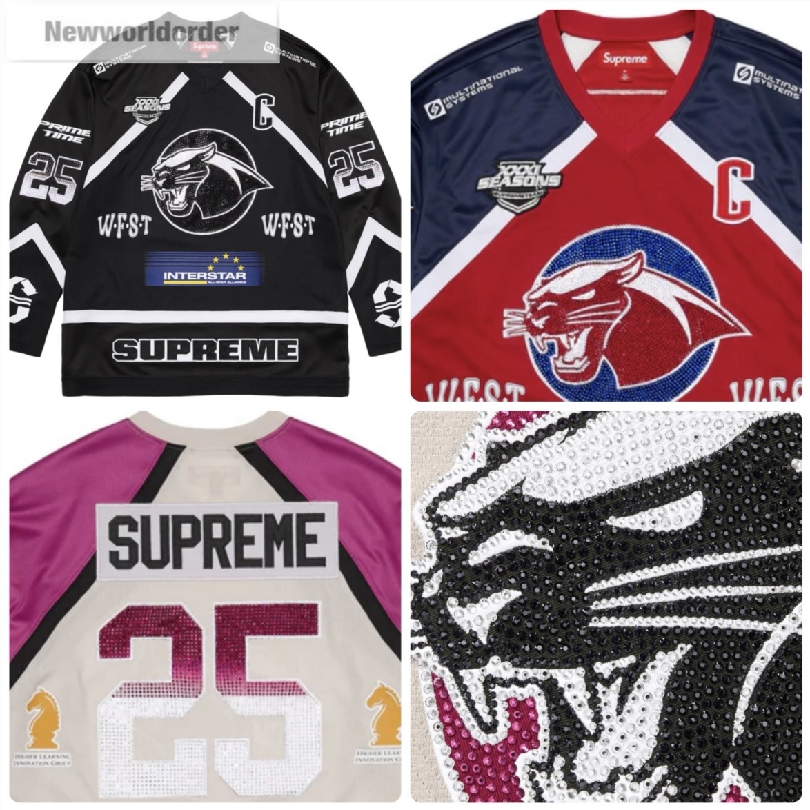 【ラインストーン】Supreme シュプリーム メッシュゲームシャツ
