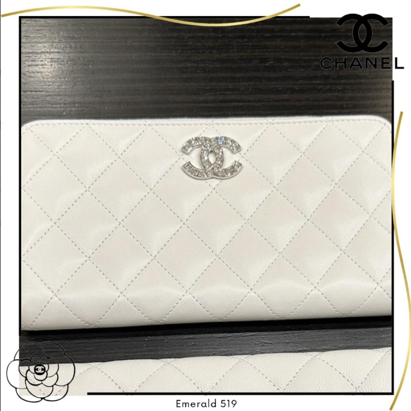 キラキラなCCマークが目を引く♪ CHANEL ジップ長財布 ホワイト