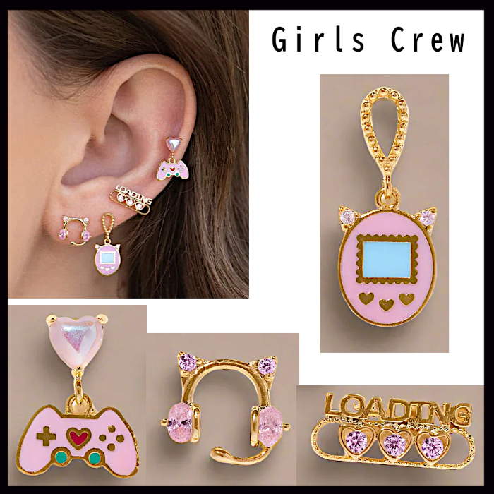 【Girls Crew】Gamer Gal ゲーマー スタッズ ピアス 4点 セット