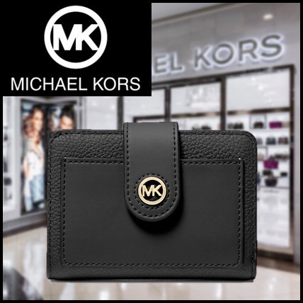 【定番人気】Michael Kors MKロゴ 二つ折り ミニ財布 ブラック