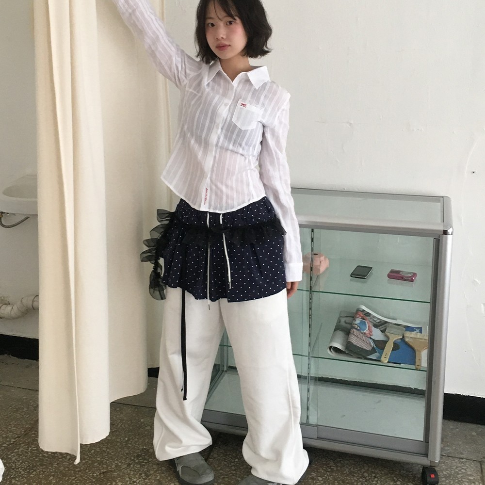 パンツ RONRON LAYERED SKIRT TRAINING PANTS WHITE