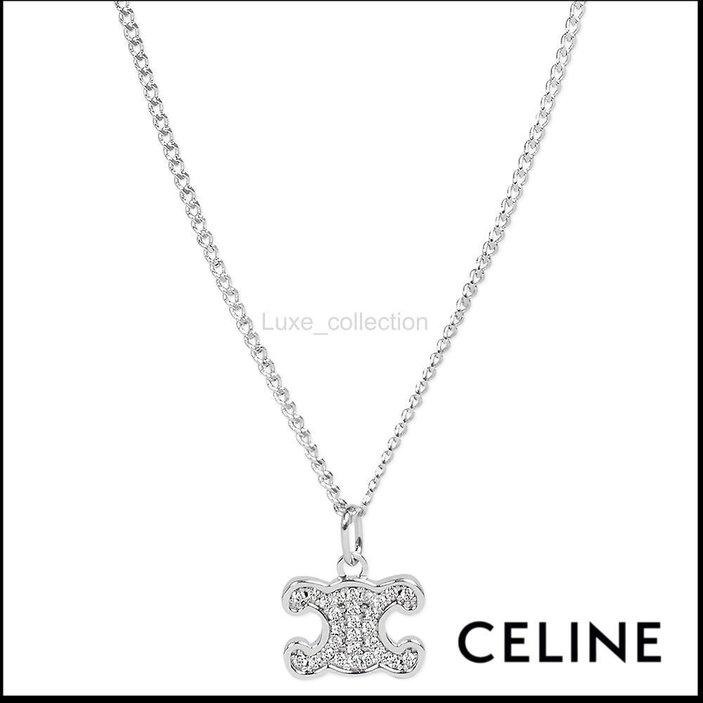 普段使いに最適 CELINE トリオンフ ラインストーンネックレス celineセリーヌ トリオンフ ラインストーン ネックレス - メルカリ