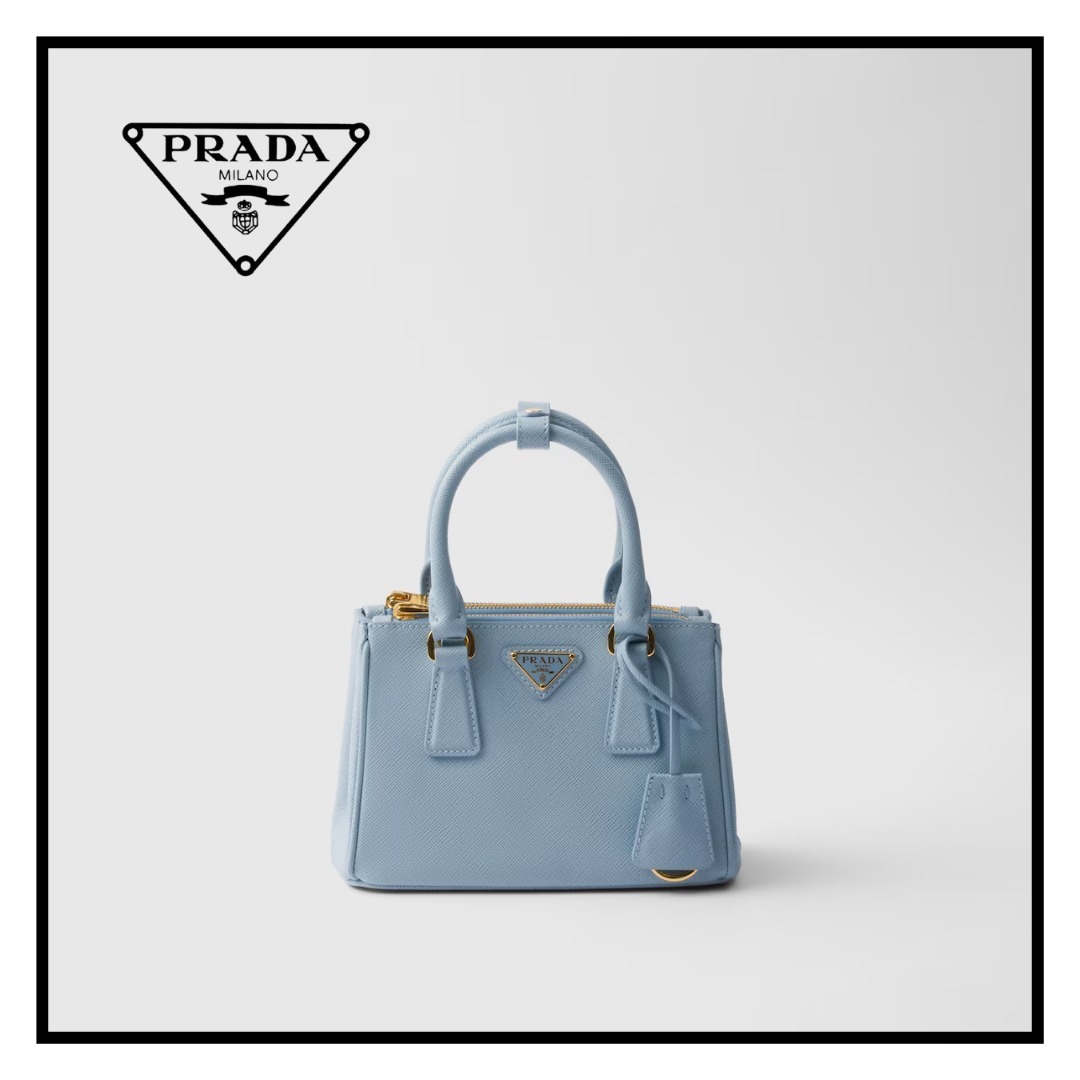 【PRADA】ガレリア サフィアーノレザー マイクロバッグ★ブルー