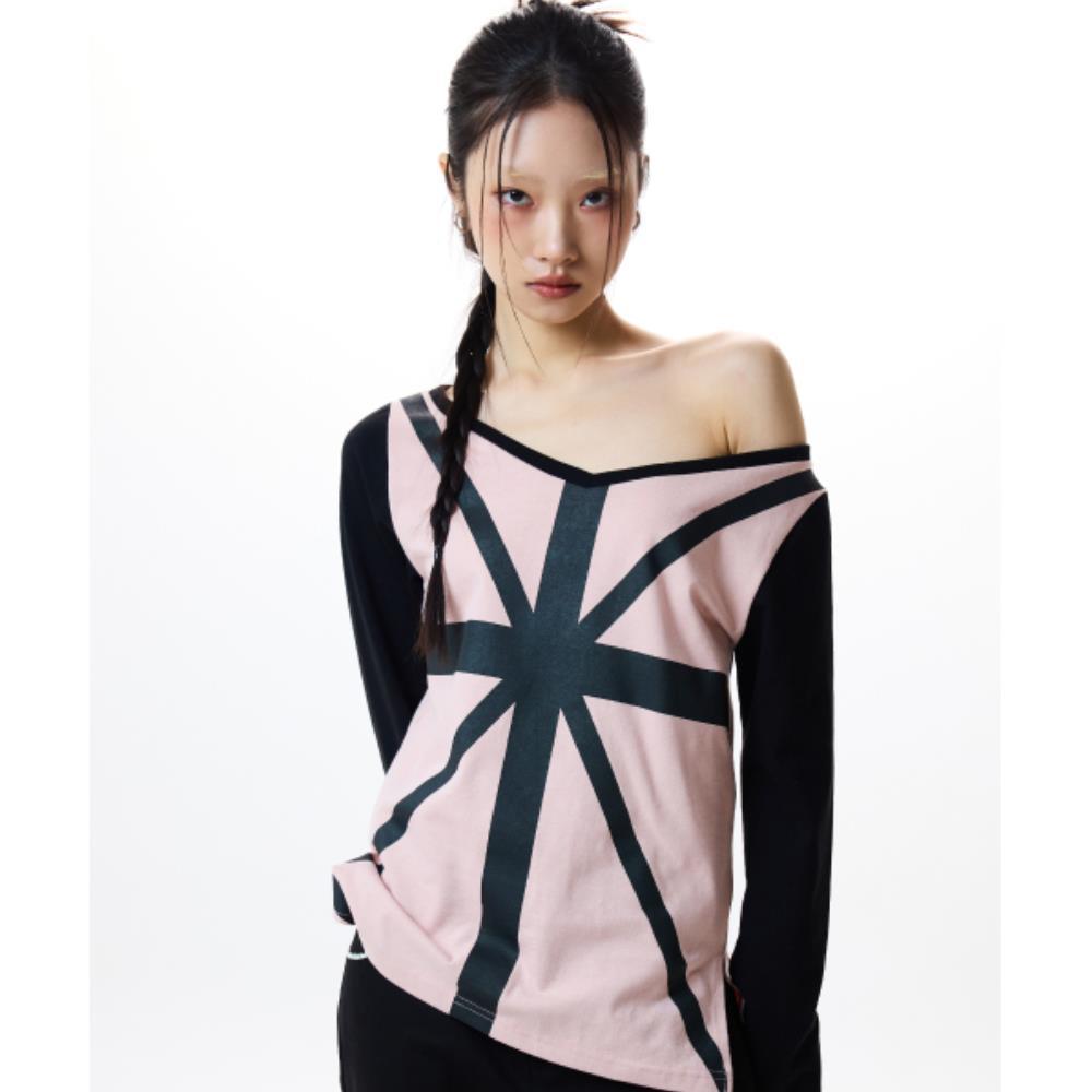 ★LUV IS TRUE★ IM STRIPE SLEEVE TEEPINK