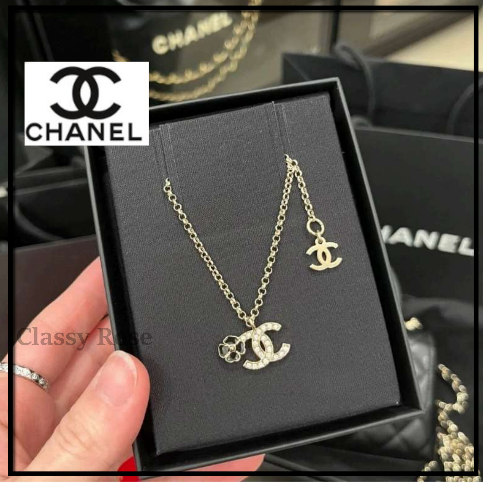 CHANEL CCロゴ ペンダントネックレス キラキラデザイン すぐ届く！毎日つけたい☆】CHANEL ロゴ ネックレス キラキラ