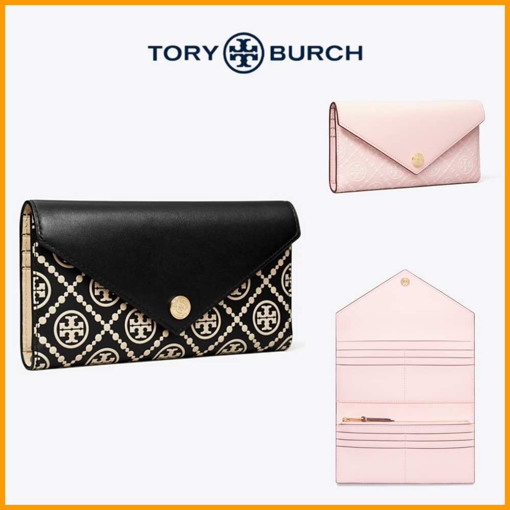 ToryBurch ★ T Monogram Contrast Embossed Envelope Wallet