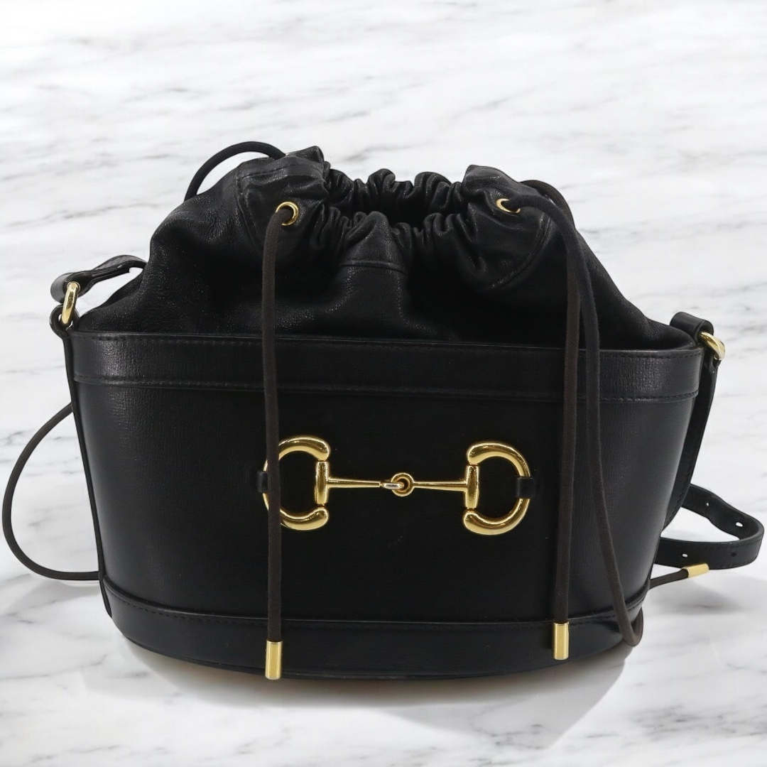 【VINTAGE】GUCCI レザー ホースビットショルダーバッグ