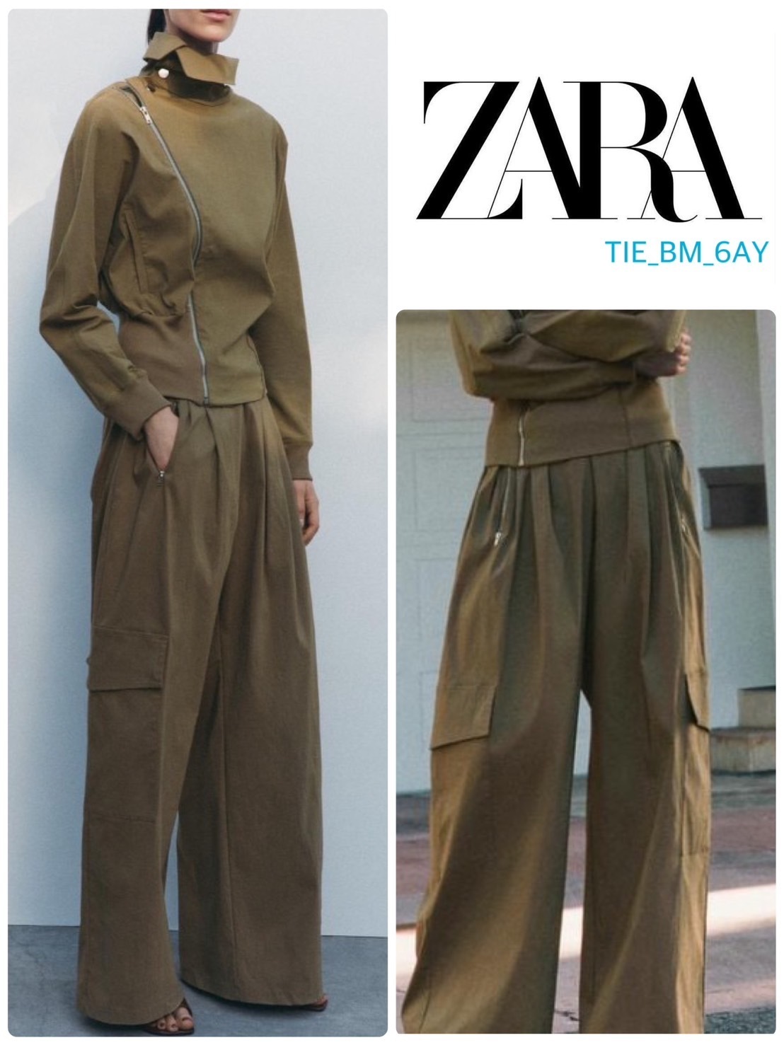 スペイン発送 ZARA リラックスフォールドパンツ 上品カジュアル