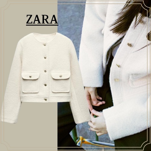 ZARA - ZARAのブークレニットカーディガンの通販 by sss..｜ザラ