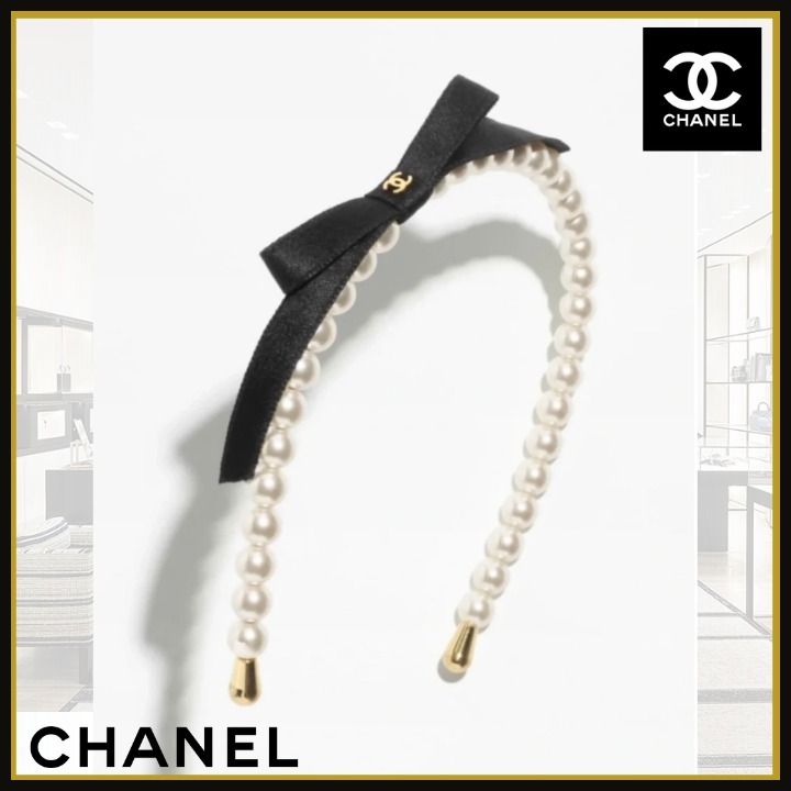 【パールとリボンで女子力高め】CHANEL ヘアアクセ カチューシャ