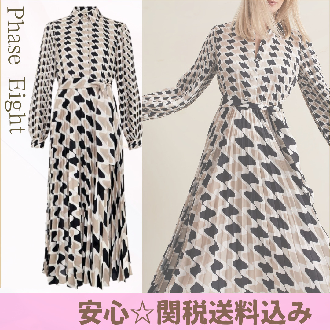 【Phase Eight】リリックジオ プリーツミディドレス