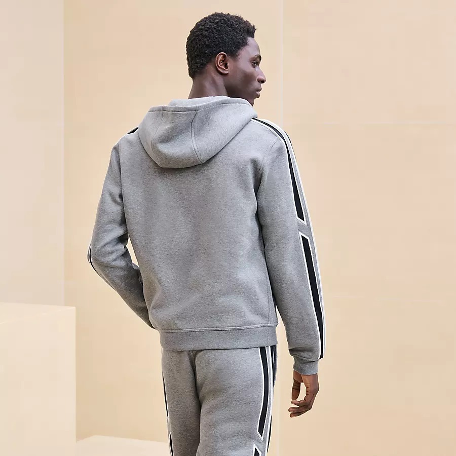 【着やすいカラバリ◎】HERMES Run H ジップパーカー フードつき 今大人気】HERMES Run H ジップアップ パーカー
