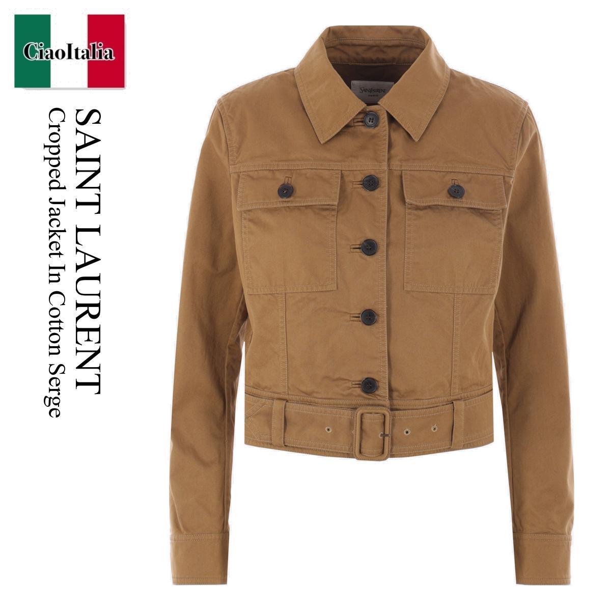 ジャケット Saint Laurent Cropped Jacket In Cotton Serge