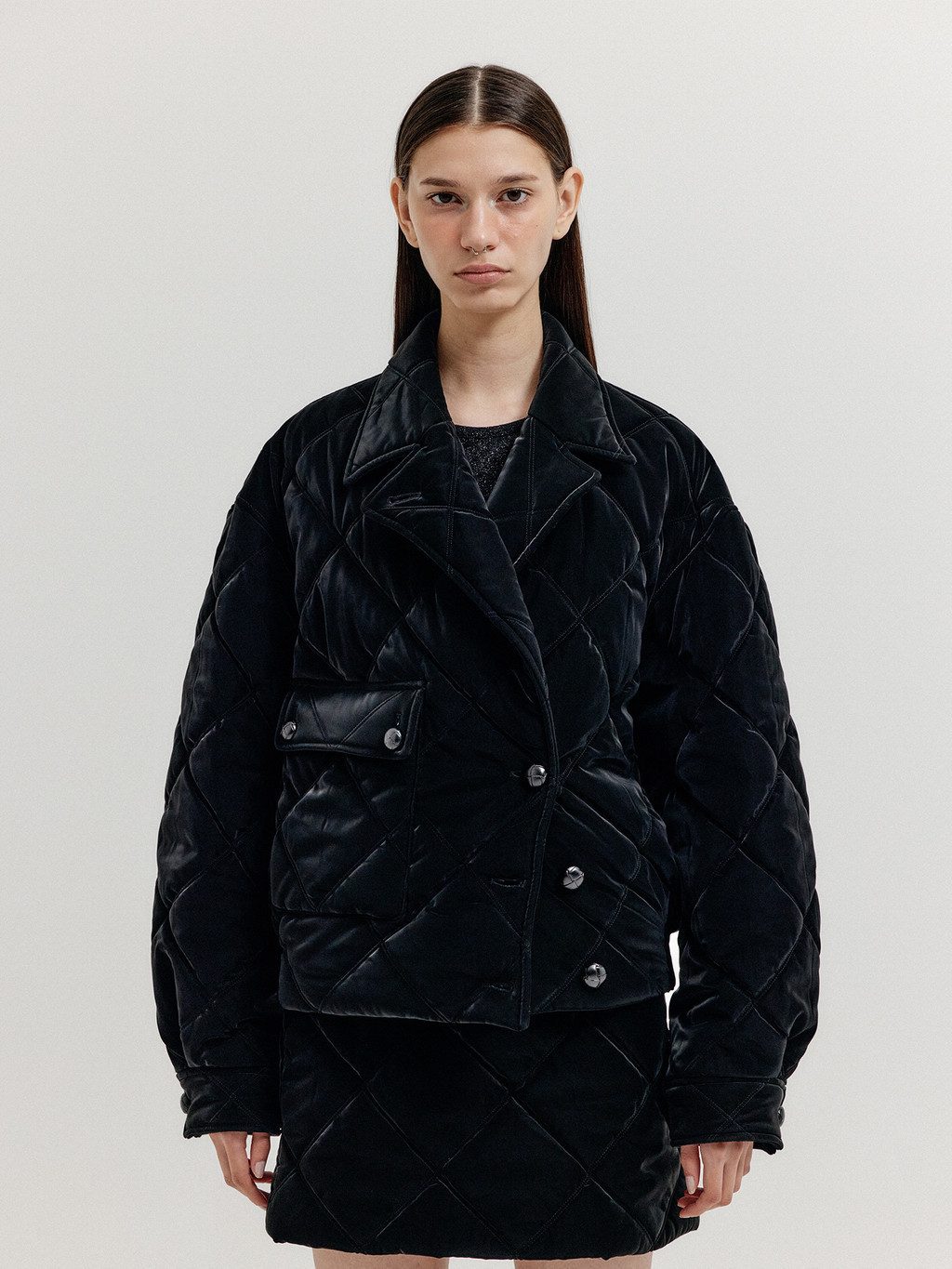ジャケット XOPO Quilted Pocket Mini Skirt & JACKET SET UP