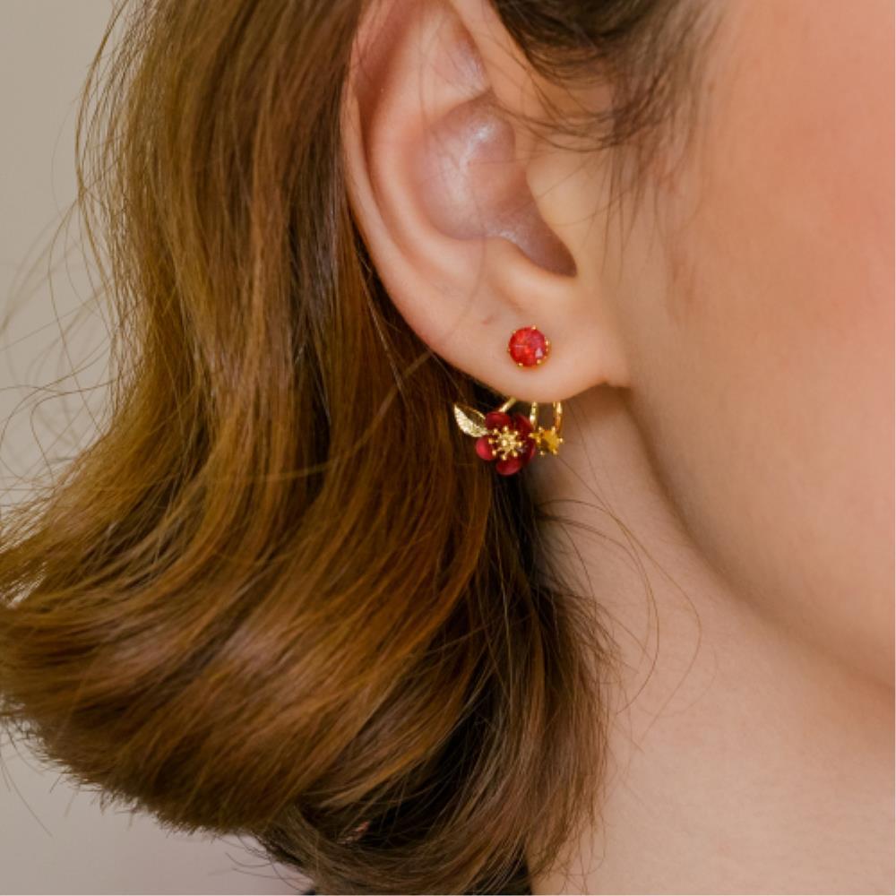 ☆DANA BURTON☆ Petite Jasmine Front Bag Cubic Flower Earrin