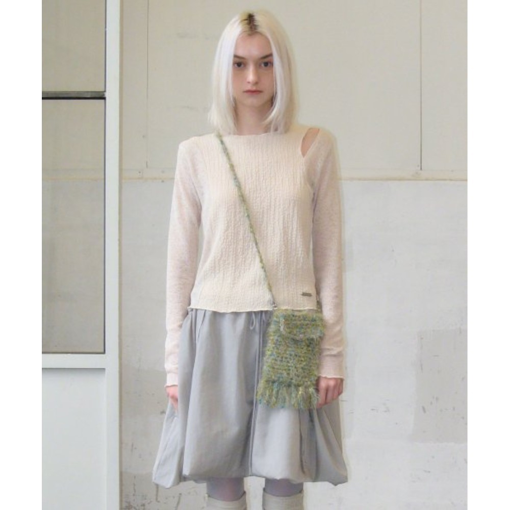 ショルダーバッグ・ポシェット TYPESERVICE Handmade Fringe Knitted Mini Bag Gray